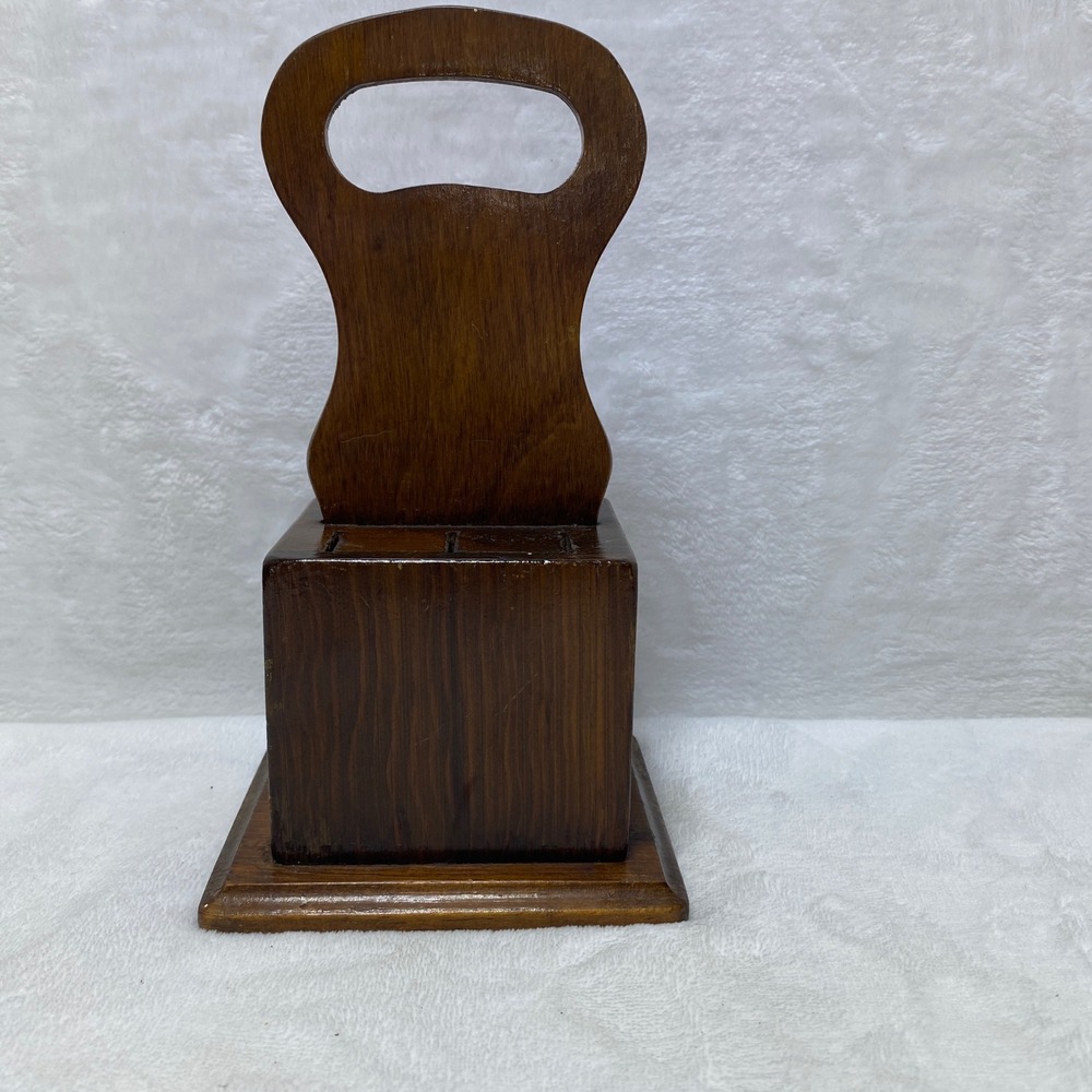 Vintage‎ Wooden Knife Block Holder Kitchen Utensil Organizer Brown